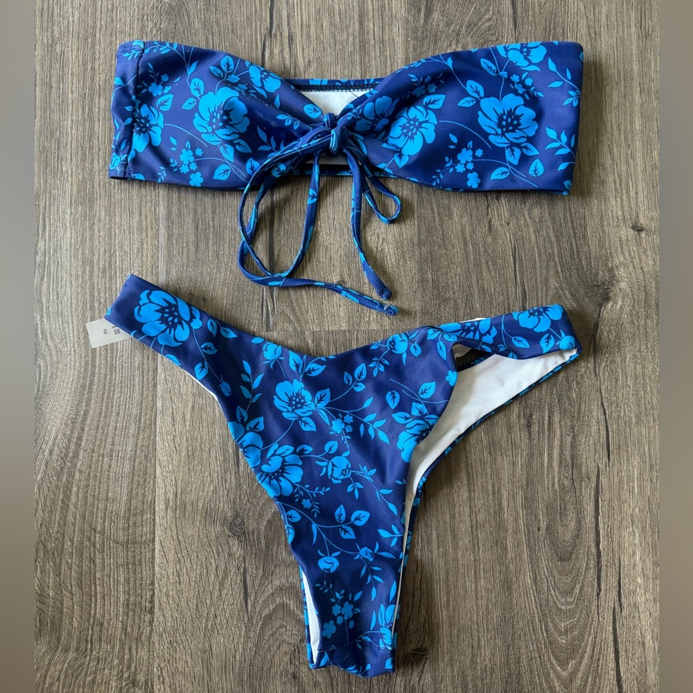 Shein Blue Floral Bikini Set